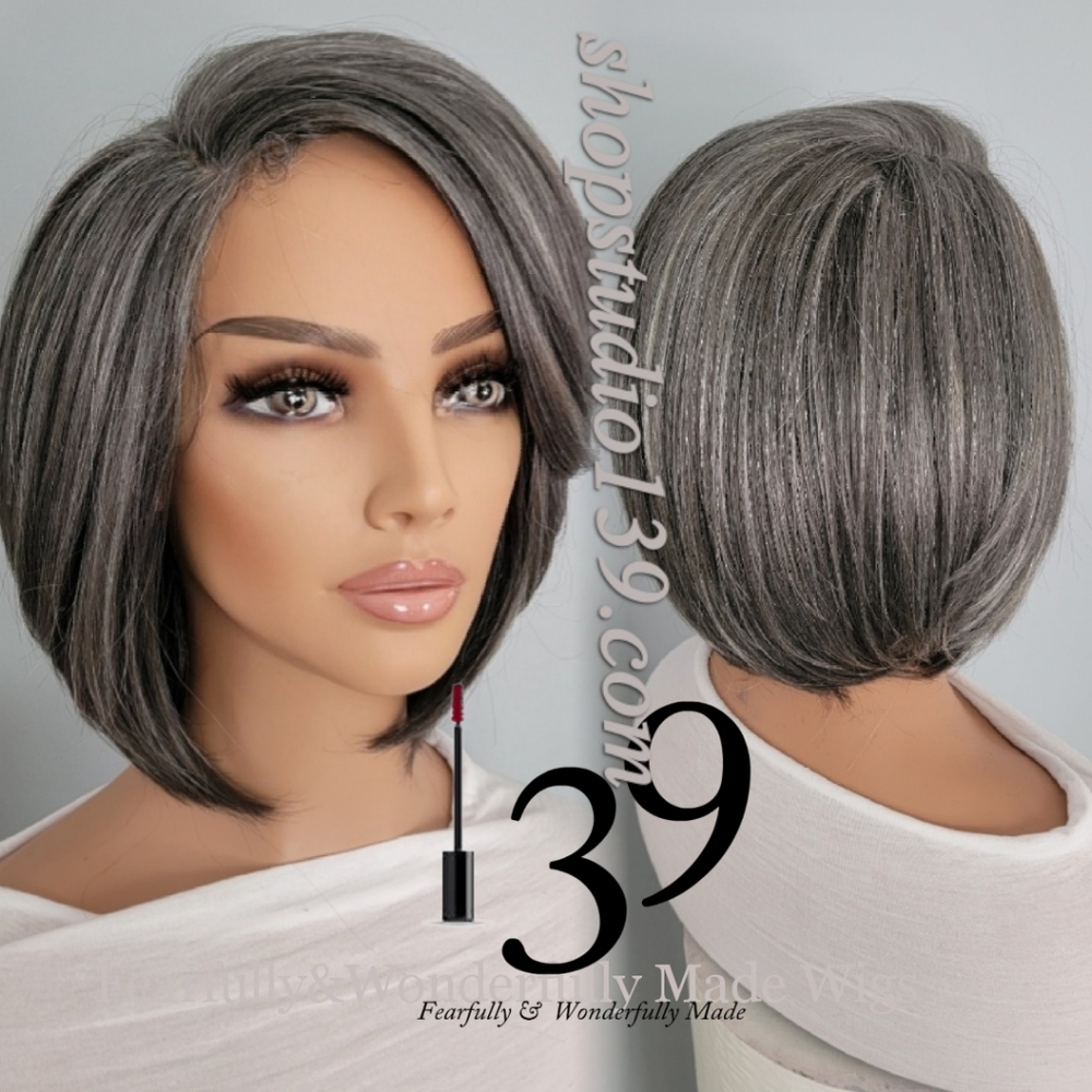 Salt and Pepper human hair Bob Wig